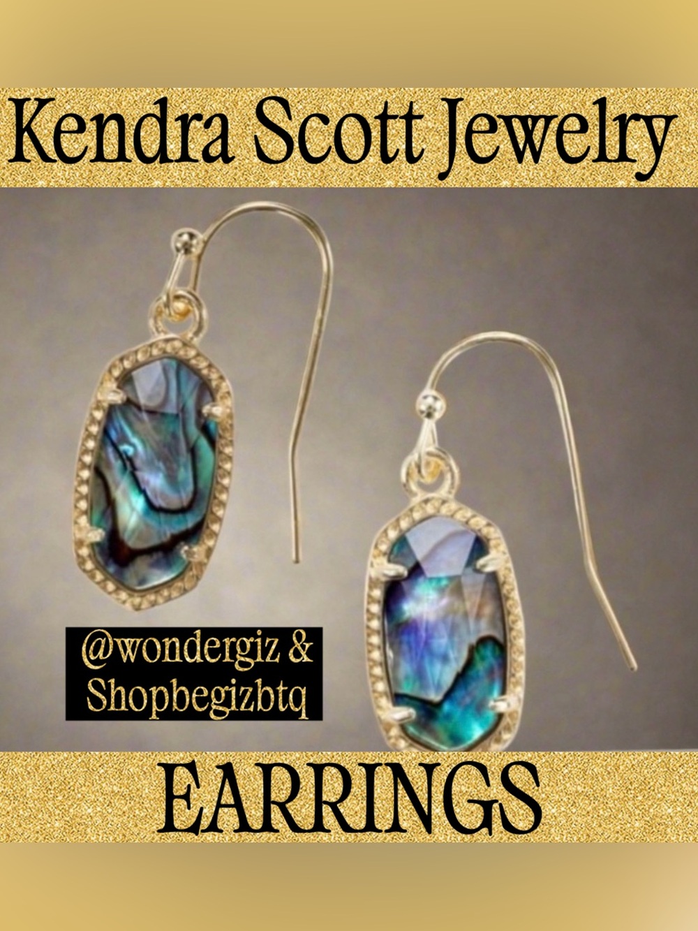 Kendra Scott Authentic Delicate Statement l Lee Abalone Shell Earrings